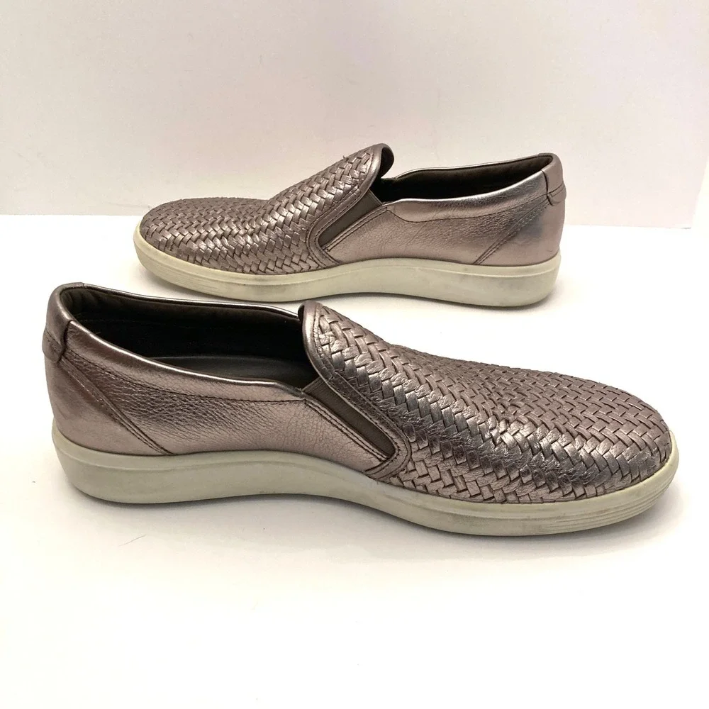 ECCO Soft 7 Woven Metallic Leather Slip On 2.0 Sneaker Womens 12-12.5‎ EU43